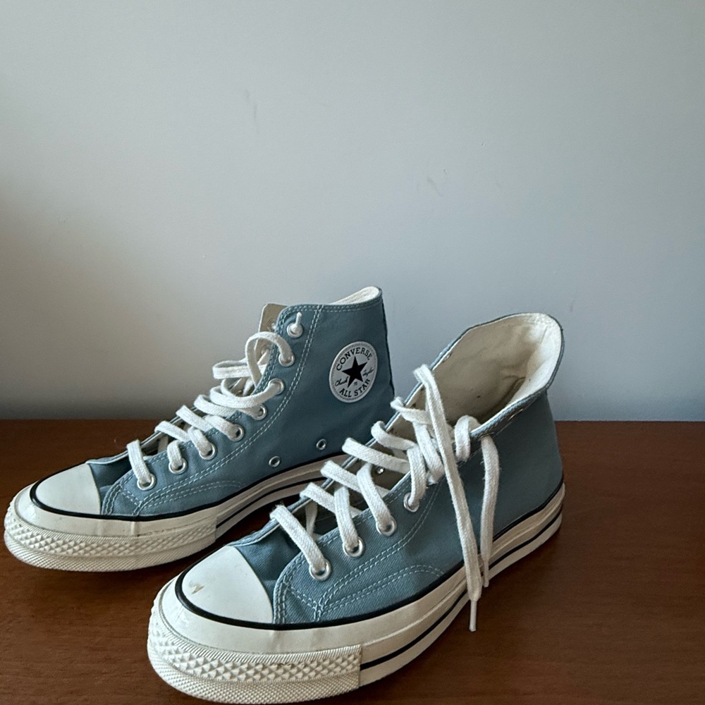 Converse High-Top Sneakers in Light Blue and White